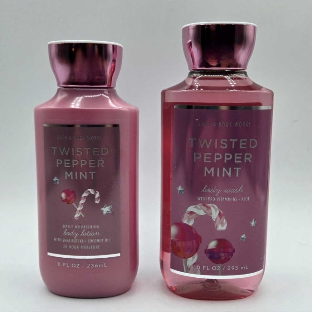 Bath & Body Works Twisted Peppermint Body Wash and Lotion Bundle Set